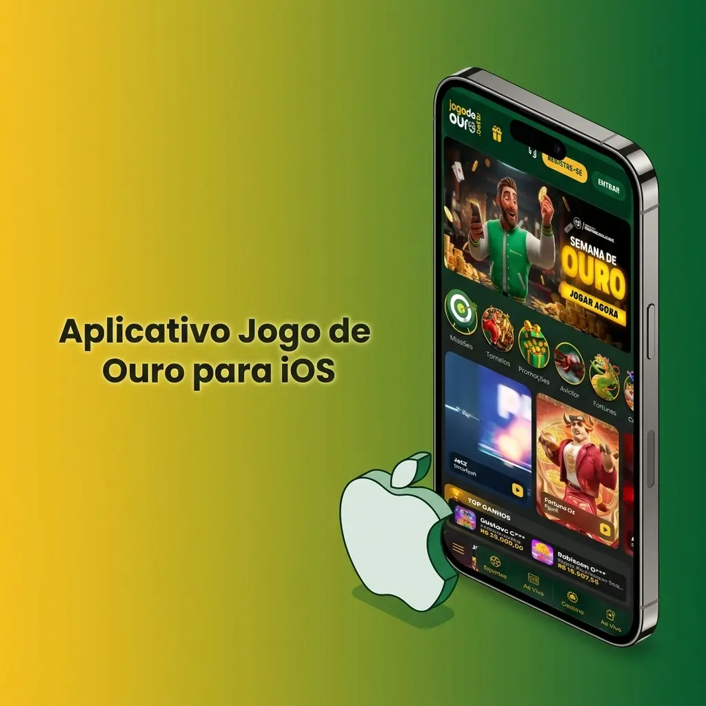 Aplicativo Jogo de Ouro para iOS disponível no iPhone e iPad com apostas esportivas e cassino ao vivo
