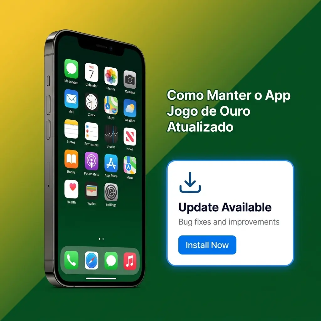 Tela do app Jogo de Ouro com atualização automática sendo carregada ao abrir o aplicativo no celular