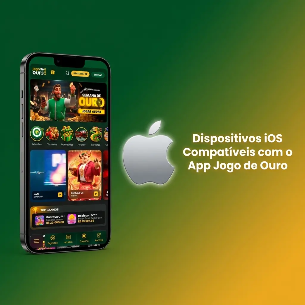Lista de dispositivos iOS compatíveis com o app Jogo de Ouro, incluindo iPhones, iPads e iPod Touch