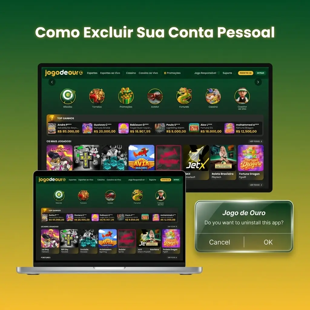 Guia passo a passo para excluir conta pessoal em site, com opções de configurações, segurança e suporte ao cliente.