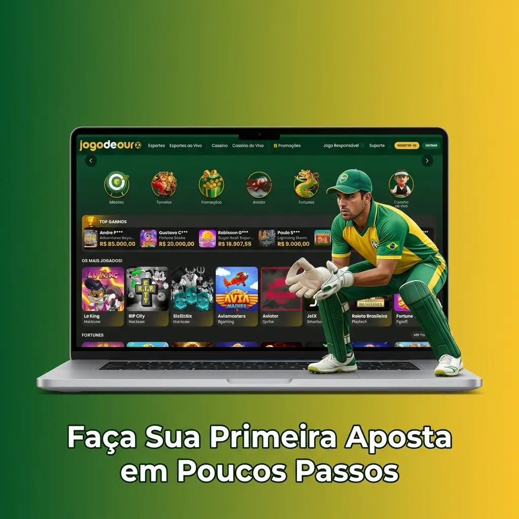 Guia passo a passo para fazer sua primeira aposta no Jogo de Ouro com cadastro, depósito e confirmação