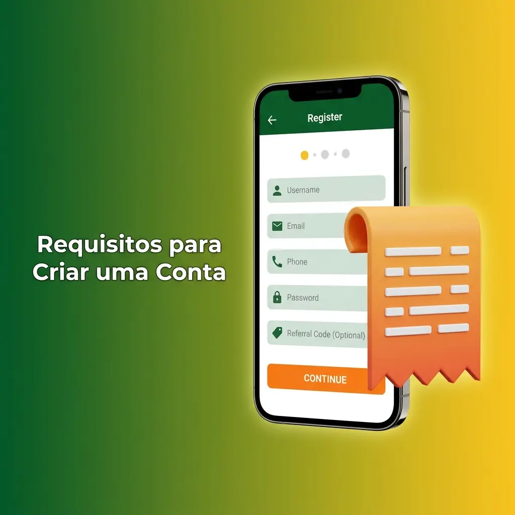 Requisitos para criar conta na plataforma: idade mínima 18 anos, dados verdadeiros e aceite dos termos de uso