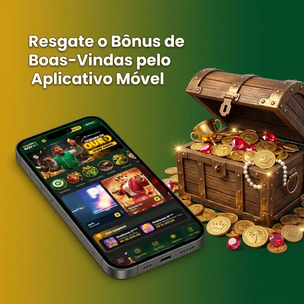 Resgate o bônus de boas-vindas pelo app Jogo de Ouro no Android ou iOS em poucos passos simples.